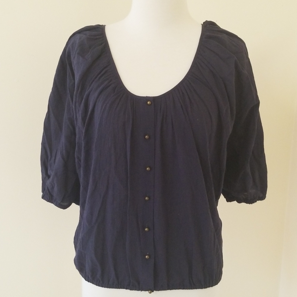 Joie size S navy button down blouse with scoop neck